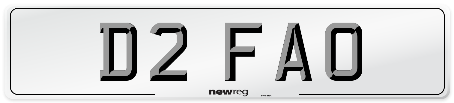 D2 FAO Number Plate from New Reg